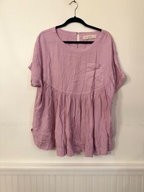 Free People Lilac Gathered Babydoll Tunic